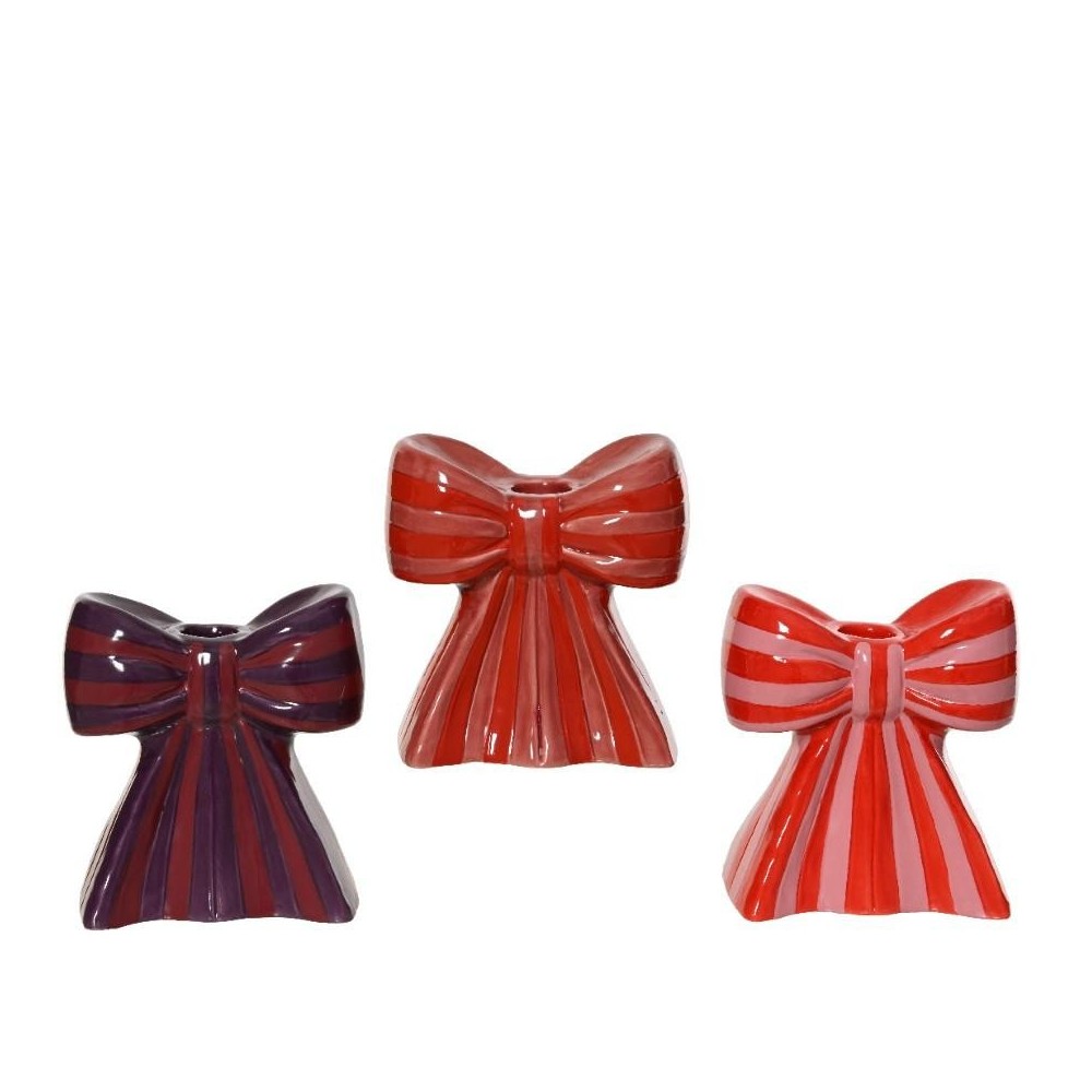 PORTACANDELA FIOCCO CERAMICA 3 ASSORTITI H.13